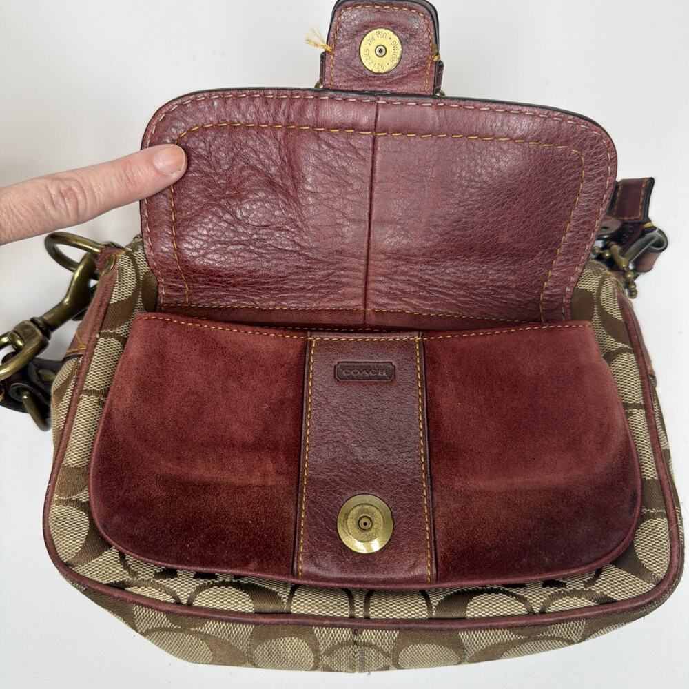 VTG Y2K Coach Special Edition 2004 Fall Mini Bag Burgundy Leather With Wallet - Picture 10 of 16